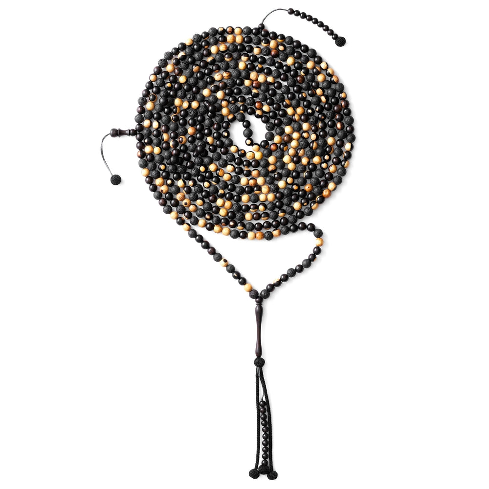 The 25 Million Misbaha: Mosaic Ebony & Lava - 500 Beads, 8mm