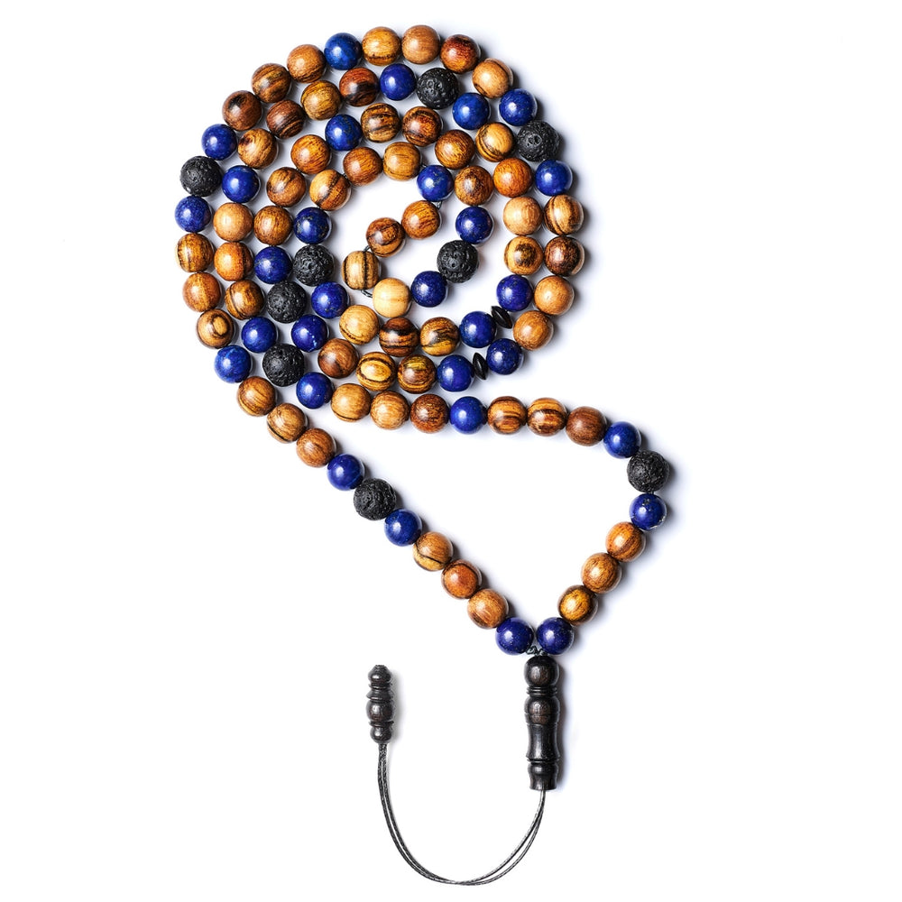 The Companion Misbaha Bracelet: Lapis Lazuli, Oud and Lava - 99 Beads, 8mm